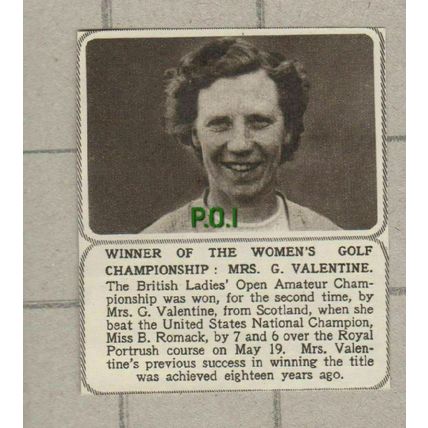 (5390) Mrs G Valentine Women's Golf Champion - 1955 SMALL Clip