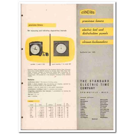 Standard Electric Time Company 1945 vintage electrical catalog timers