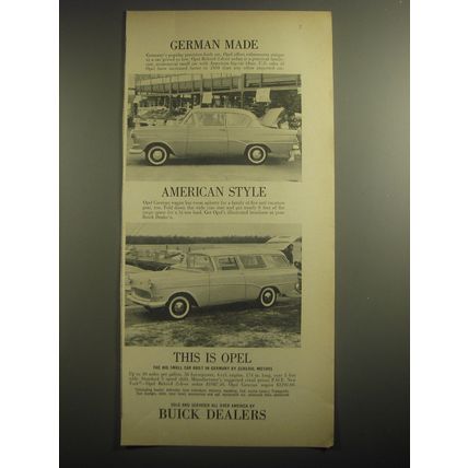 1959 Opel Rekord 2-Door Sedan and Caravan Station Wagon Ad - German made
