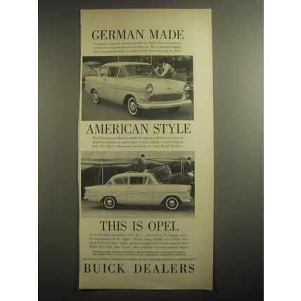 1959 Opel Rekord 2-Door Sedan Ad - German made American Style This is Opel