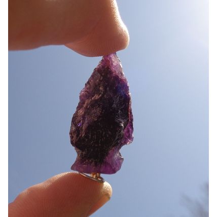 A Amethyst Arrowhead Pendant Stone Bead 1.375 Inch Knapped Craft Jewelry