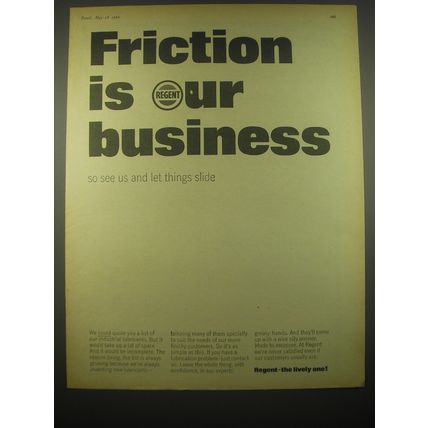 1966 Regent Oil Ad - Friction is our business