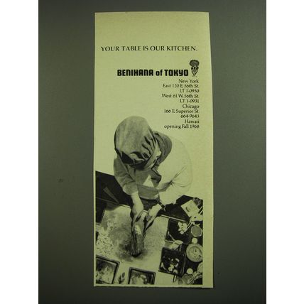 1968 Benihana of Tokyo Restaurant Ad - Your table is our Kitchen