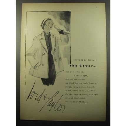 1950 Lord & Taylor Coat Ad - Spring is out today in the Cover