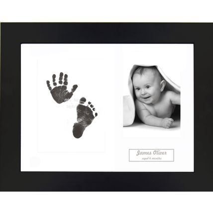 Baby Hand & Foot Print Kit Unique Christening Keepsake Gift Black Photo Frame