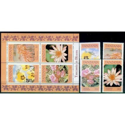 TANSANIA TANZANIA [1986] MiNr 0324-27 Block 57 ( **/mnh ) Blumen