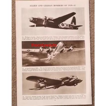 Allied & German Fighters & Bombers WWII (Both Sides), Book Illustration, c1953
