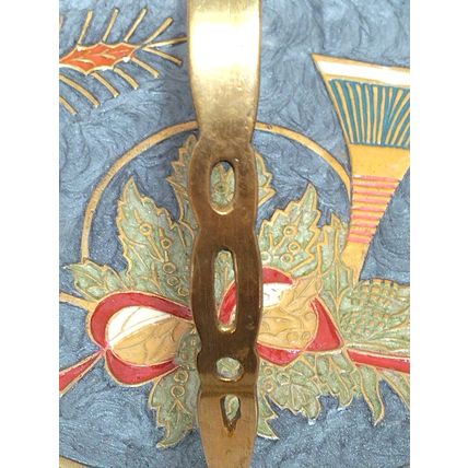 Vintage Cloisonne Enamel Brass Handled Basket Horn Holly Oval Shape 7.5 " India