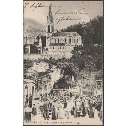La Grotte et la Basilique, Lourdes, 1912 - Lévy CPA LL59