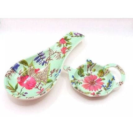 Blossom Melamine Spoon & Teabag Holder Set Kitchen Household Gift Home