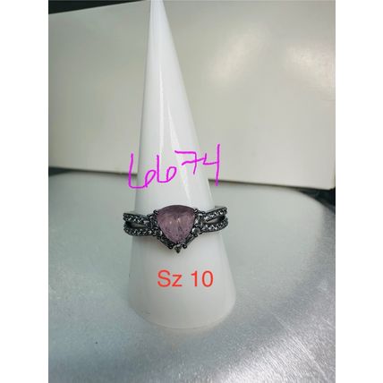 Ring Bomb Party Sz10 RBP Cloudy Lavender Colorless Accents Hematite Pl BP