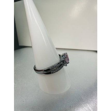 Ring Bomb Party Sz10 RBP Cloudy Lavender Colorless Accents Hematite Pl BP
