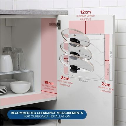 2x Kitchen Pot Lid Holder - Pan Rack & Organizer for Cupboard - 3-Tier Pantry