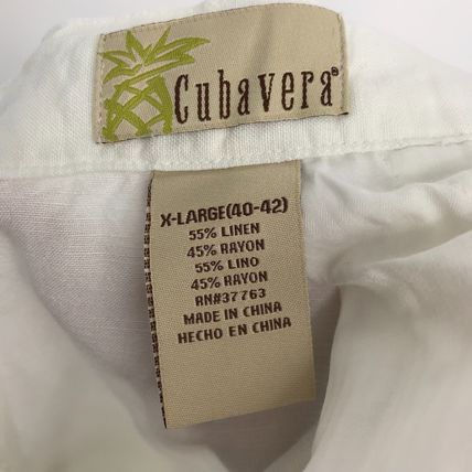 Cubavera Men's Pants XL Linen Blend Elastic Draw String White Summer Lightweight