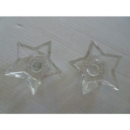 Candle Holders - Vintage 5-point Star-Shaped Clear Glass Taper Candle - Set Of 2