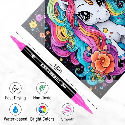 120 Colors Acrylic Paint Markers, Dual Tip Fine and Brush Tips Pens Contain 24 M