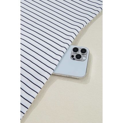 White Stripe Ruffled Short Sleeve Crew Neck T Shirt Shift Mini Dress