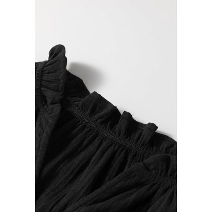 Black Ruffled Shoulder V Neck Shift Tank Top
