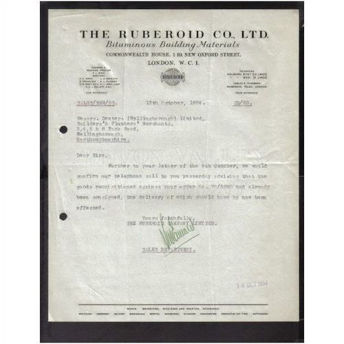 THE RUBEROID CO LTD, NEW OXFORD ST, LONDON, WC1, 13OCT1954