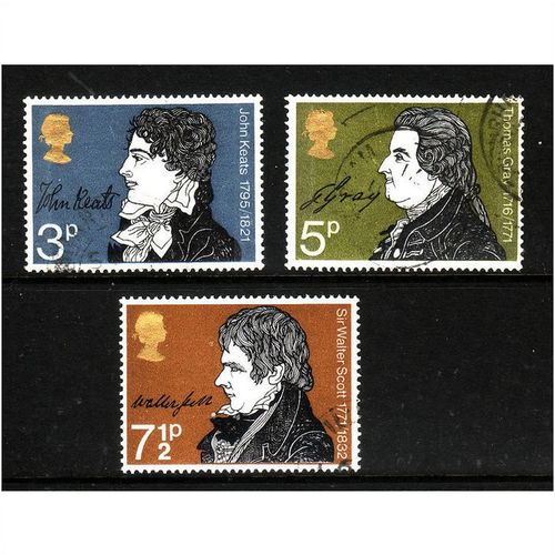 GREAT BRITAIN 1971 LITERARY ANNIV SG 884/886 3 VALS FINE USED#2