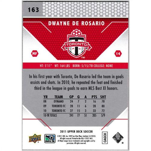 2011 Upper Deck - #163 - Dwayne De Rosario