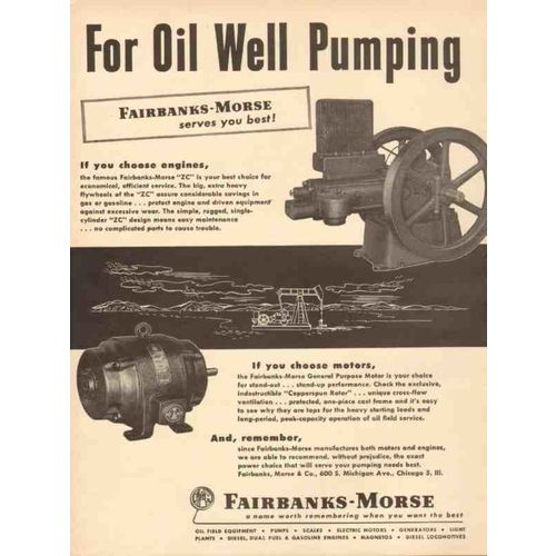 fairbanks-morse 1953 for oil well pumping engines motors vintage ad