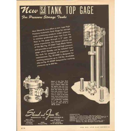 shand jurs company 1953 new tank top gage oil vintage ad