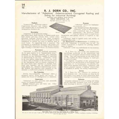 r j dorn company 1936 asbestone asbestos cement roof vintage catalog