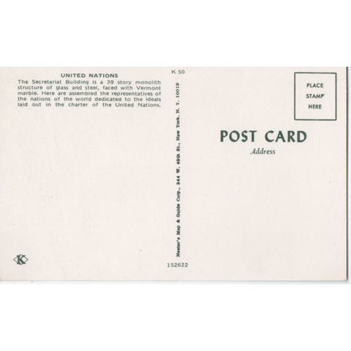 Nesters Postcard United Nations & Stars & Stripes K50
