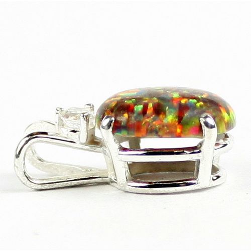 Created Red Brown Opal, 925 Sterling Silver Pendant, SP022