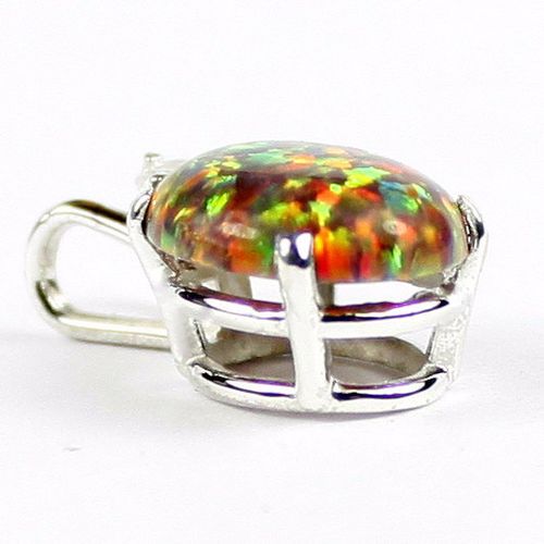 Created Red Brown Opal, 925 Sterling Silver Pendant, SP022