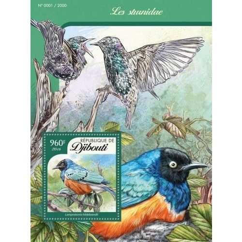 DJIBOUTI 2016 SHEET MNH STURNIDAE STARLINGS BIRDS STORNI AVES OISEAUX 2