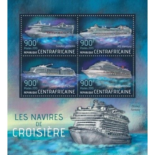 CENTRAL AFRICA 2013 SHEET MNH CRUISE SHIPS BOATS NAVIRES DE CROISIERE BATEAUX 2