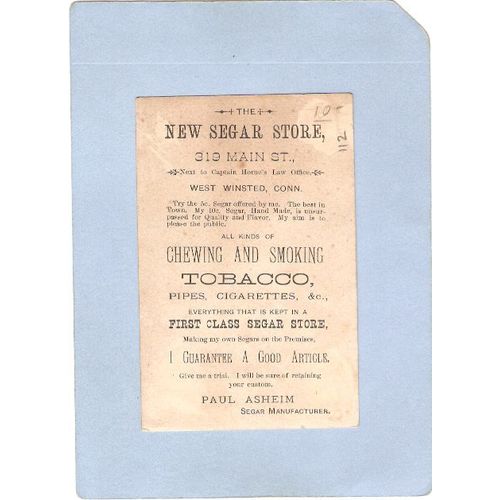 CT West Winsted Victorian Trade Card Paul Asheim, The New Segar Store, 319~112