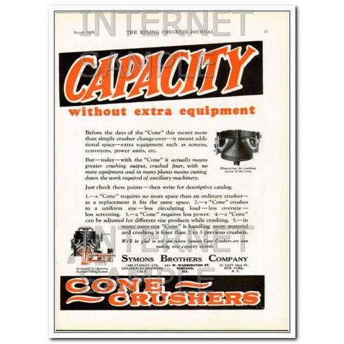 SYMONS BROTHERS COMPANY 1928 Increase Crushing Capacity vintage ad