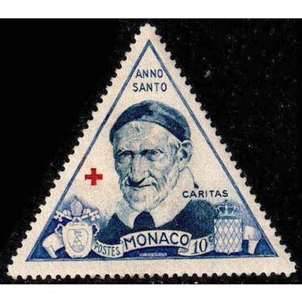 Monaco 1951 Holy Year 1950 10c No Postmark No Gum Stamp Red Cross.