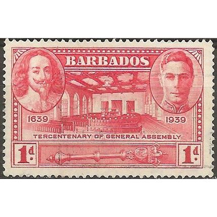 Barbados 1939 SG258 1d Scarlet Tercentenary Mounted Mint .