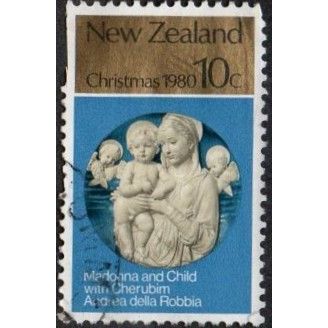 New Zealand 1980 Christmas. 10c Value. Madonna & Child With Cherubs. Used