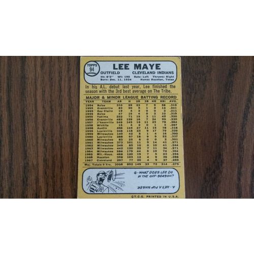 1968 Topps Card # 094 Lee Maye Very Good-Excellent (4) Cleveland Indians
