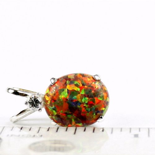 Created Red Brown Opal, 925 Sterling Silver Pendant, SP022