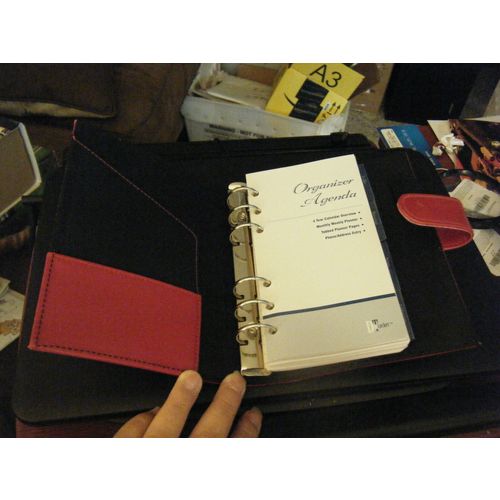 DayTracker Red Faux Leather Organizer Agenda Planner