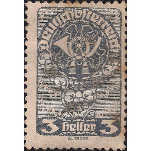 AUSTRIA, Posthorn emblem, grey 1919, 3 Heller