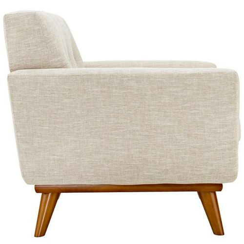 Classic Mid-Century Modern Tufted Club Arm Chair Beige Tweed Teal Blue or White