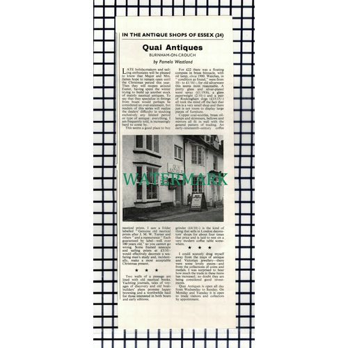 (7658) Quai Antiques Burnham On Crouch Essex Major James - 1966 Cutting