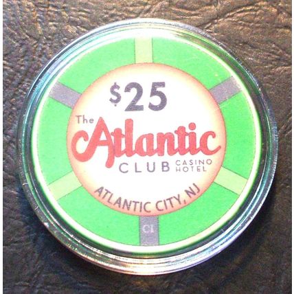 (1) $25. The Atlantic Club Casino Chip - 2012 - Atlantic City, New Jersey