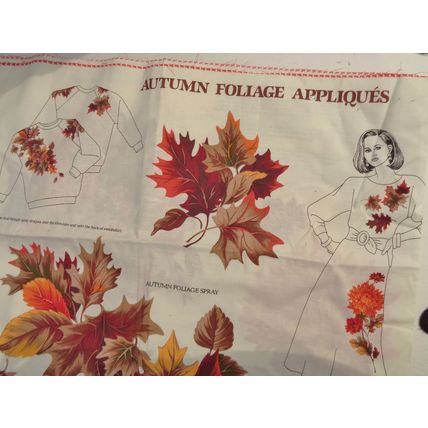 Autumn Foliage Leaves Applique Fabric Panel Material VIP Cranston 1990's