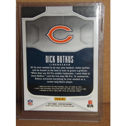 2017 Panini Certified DICK BUTKUS (Bears) Immortals Mirror orange #126 112/299