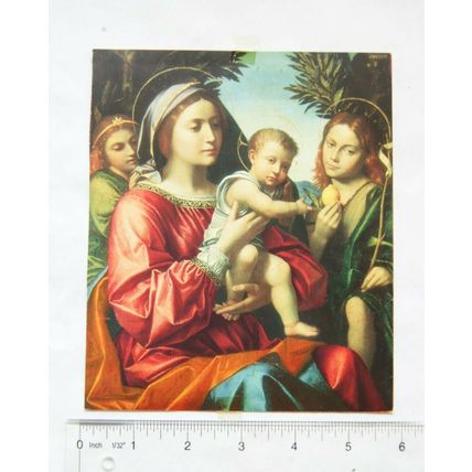 Vintage illustration: Virgin & Child, St. John the Baptist and An Angel