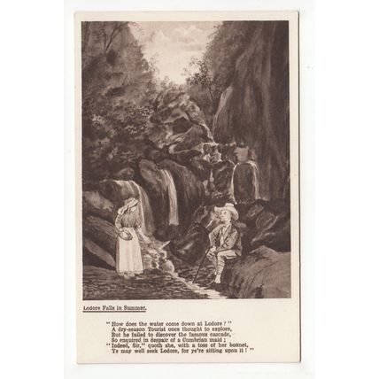 Lodore Falls in Summer Verse Lake District Postcard Cumbria