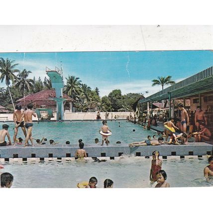 Chinese Swimming Club Pool Singapore Postcard unused creased